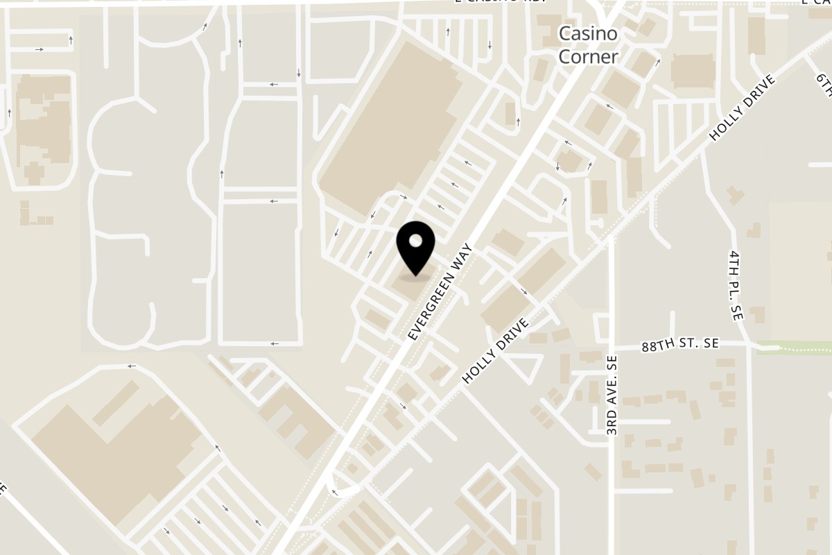 Map showing the location of Yummy Deli on 8630 Evergreen Wy D in Everett