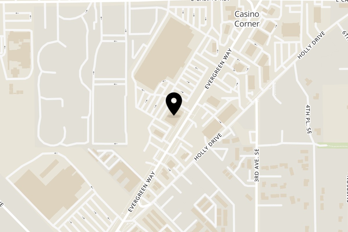 Map showing the location of Yummy Deli on 8630 Evergreen Wy in Everett